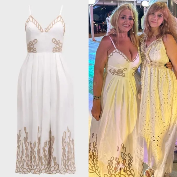Christian Lacroix linen embroidered midi dress